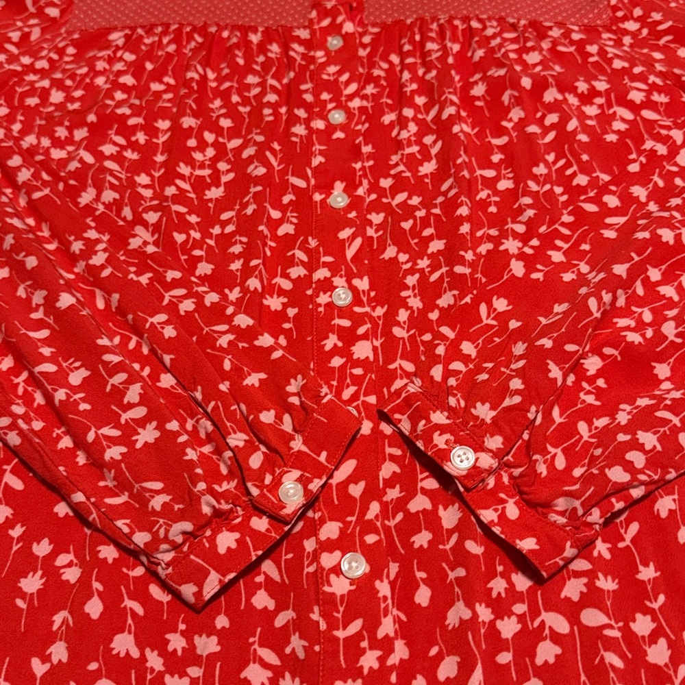 Women’s Lands' End Red Patterned Blouse - Picture 4 of 5